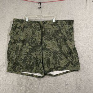NEW Kirkland Signature Mens 3XL Swim Trunk Green Tropical Print Quick-Dry